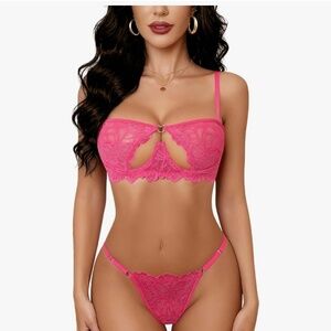2 Pcs Lingerie Lace Bra and Panty Set